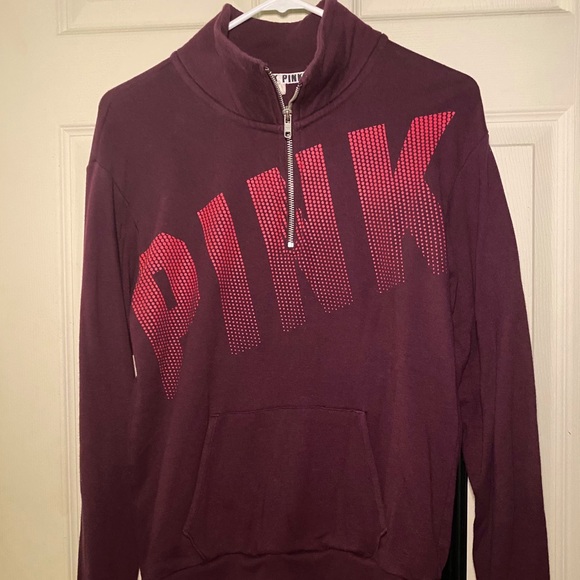 PINK Victoria's Secret Tops - PINK maroon quarter zip sweatshirt